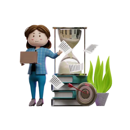 Working Woman Have Deadline  3D Illustration