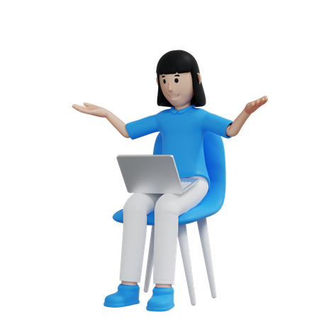 Working woman presenting something  3D Illustration