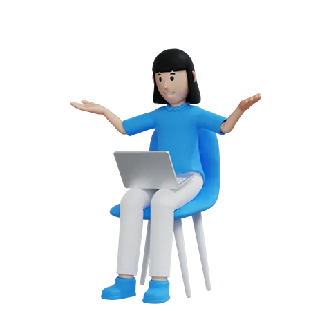 Working woman presenting something  3D Illustration