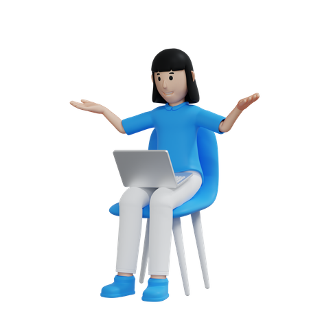 Working woman presenting something 3D Illustration