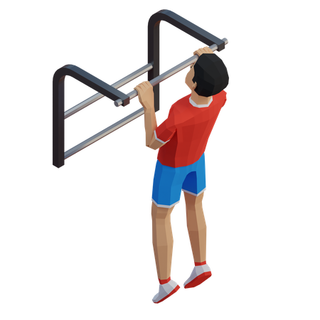 Workout Männer Klimmzug Low Poly  3D Illustration