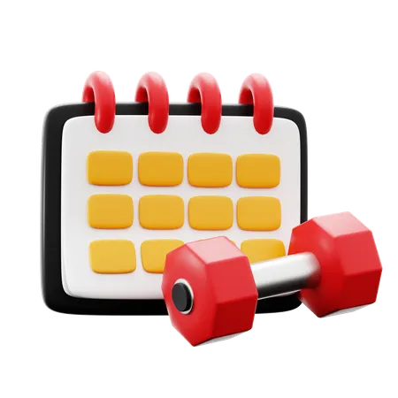 Workout Routine Schedule Fitness Gym Calendar With Dumbbell 3 D Icon Illustration Render Design 3D Icon