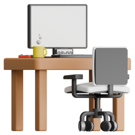 Workspace With And Chair Interior  3D Icon