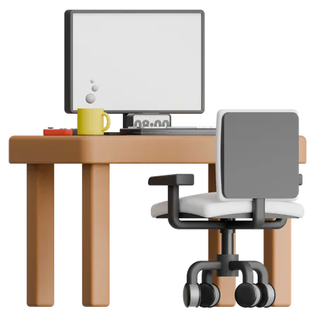 Workspace With And Chair Interior  3D Icon