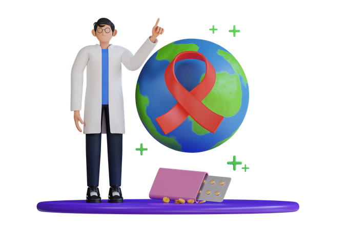 World AIDS Day  3D Illustration