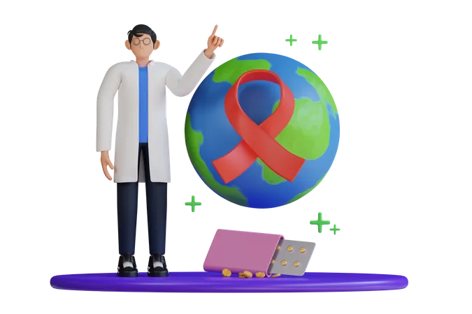 World AIDS Day  3D Illustration