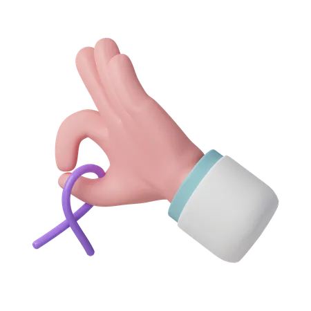 Hand Holding World Cancer Awareness Badge World Cancer Day Concept February 4 Raise Awareness Prevention Detection Treatment Icon Design 3 D Illustration 3D Icon