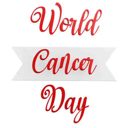 3 D World Cancer Day Text Illustration With Transparent Background 3D Icon