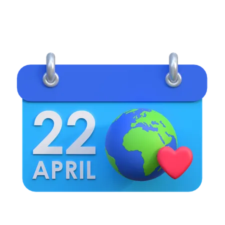 Earth Day Calendar Date Icon Illustration 3D Icon