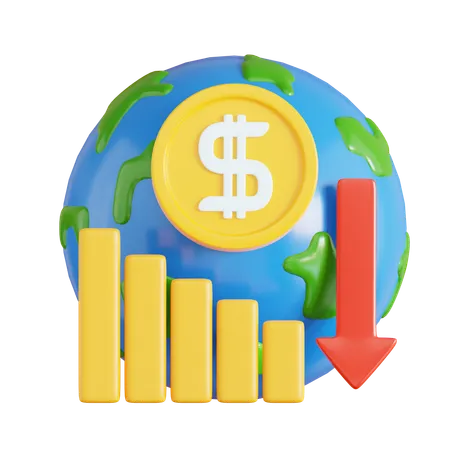 World Economy Decline  3D Icon