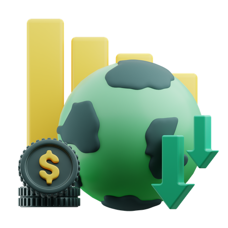 World Economy Decline  3D Icon