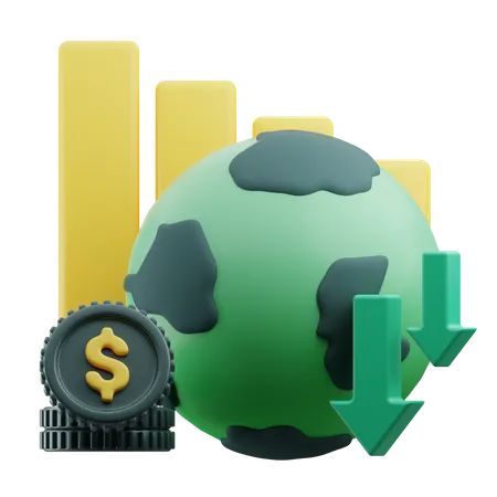 World Economy Decline  3D Icon