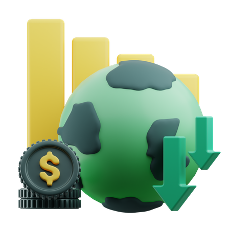World Economy Decline  3D Icon