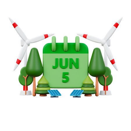 World Environment Day Calendar  3D Icon