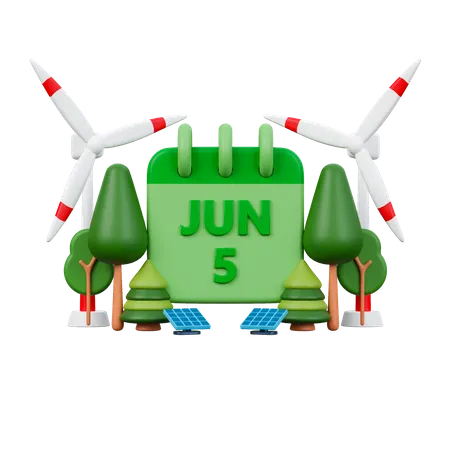 World Environment Day Calendar  3D Icon