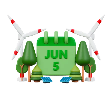 World Environment Day Calendar 3 D Icon 3D Icon