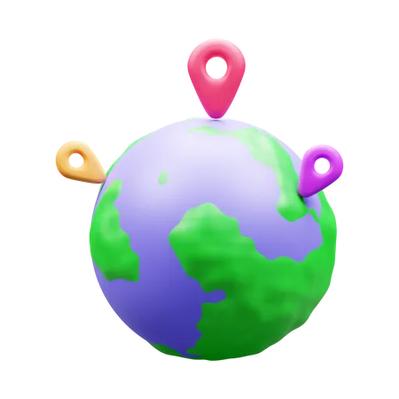 3 D Globe With Location Map Pin Icon Isolated Or 3 D Location Pin Icon With Globe Icon Illustration 3D Icon