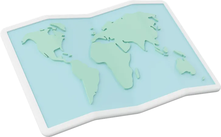 World Map 3 D Illustration Of Travel Equipments 3D Icon