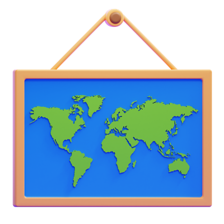 World Map Poster  3D Icon