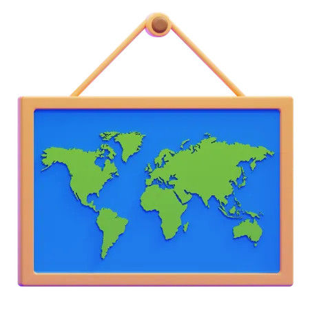 World Map Poster  3D Icon