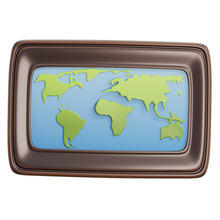 World Map Wooden Frame  3D Icon