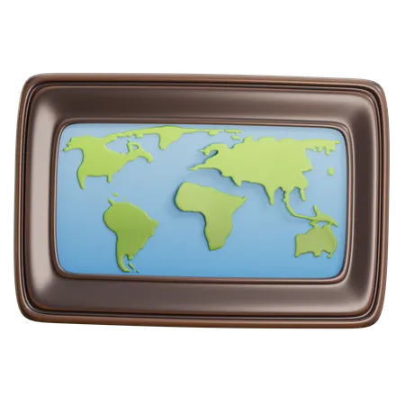 World Map Wooden Frame  3D Icon