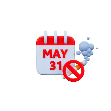 World No Tobacco Day Calendar  3D Icon