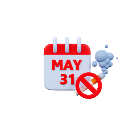 World No Tobacco Day Calendar  3D Icon