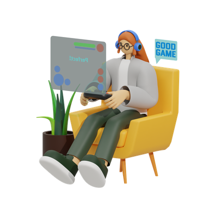 World of Gaming at Home  3D Illustration