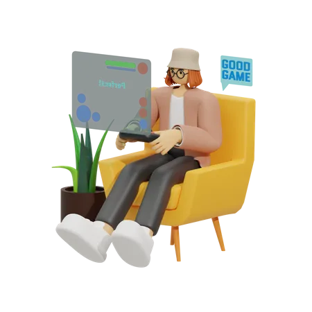 World of Gaming at Home  3D Illustration