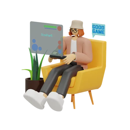 World of Gaming at Home 3D Illustration