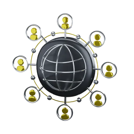 3 D World People Connection Technology Icon Isolated On Transparent Background 3 D Illustration 3D Icon