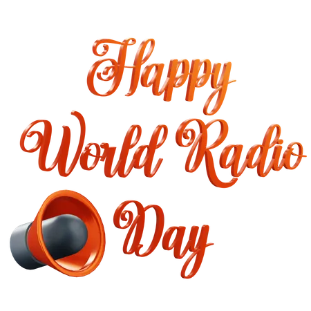3 D World Radio Day Text Illustration With Transparent Background 3D Icon