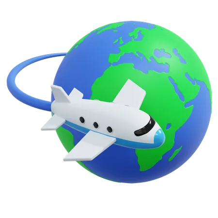 Plane Flying Around The World 3 D Icon Holiday Illustration 3D Icon