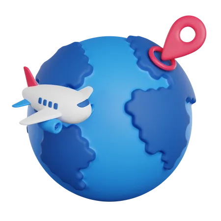 A Plane Flies Around The Planet 3 D Render Icon 3D Icon