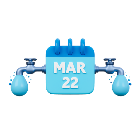 World Water Day Calendar  3D Icon