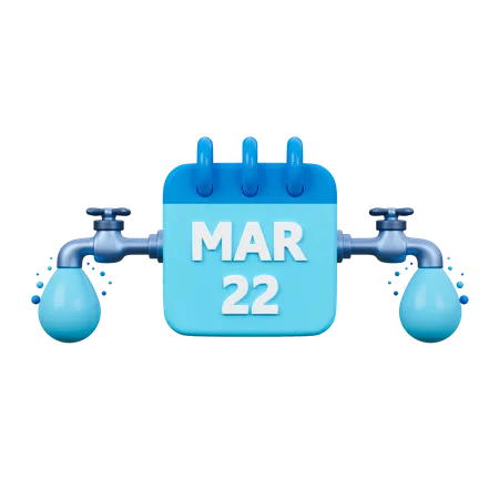 World Water Day Calendar 3 D Icon 3D Icon