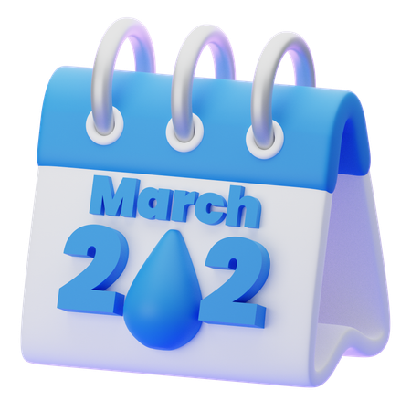 World Water Day Calender  3D Icon