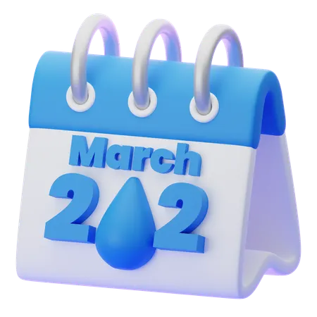 World Water Day Calender  3D Icon