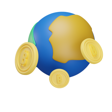 Worldwide Bitcoin  3D Icon