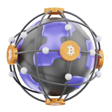 Worldwide Bitcoin  3D Icon