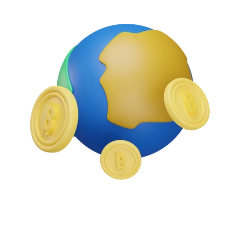 Worldwide Bitcoin  3D Icon