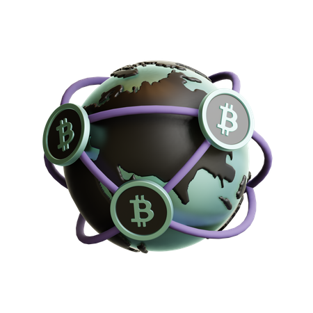 Worldwide Bitcoin Trading  3D Illustration