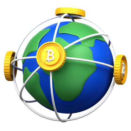 Worldwide Bitcoin Trading  3D Icon