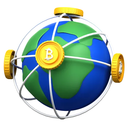 Worldwide Bitcoin Trading  3D Icon