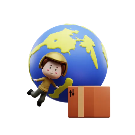 Worldwide courier delivery  3D Illustration