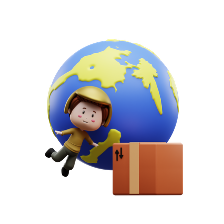 Worldwide courier delivery  3D Illustration