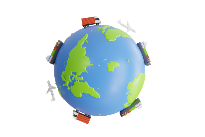 Worldwide logistics, international delivery service  3D Icon
