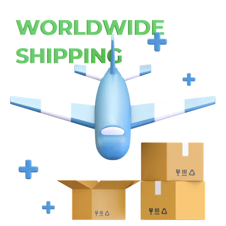 Plane Carrying Parcel Box Fast Delivery Online Shop Icon 3D Illustration