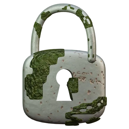 Worn Padlock  3D Illustration